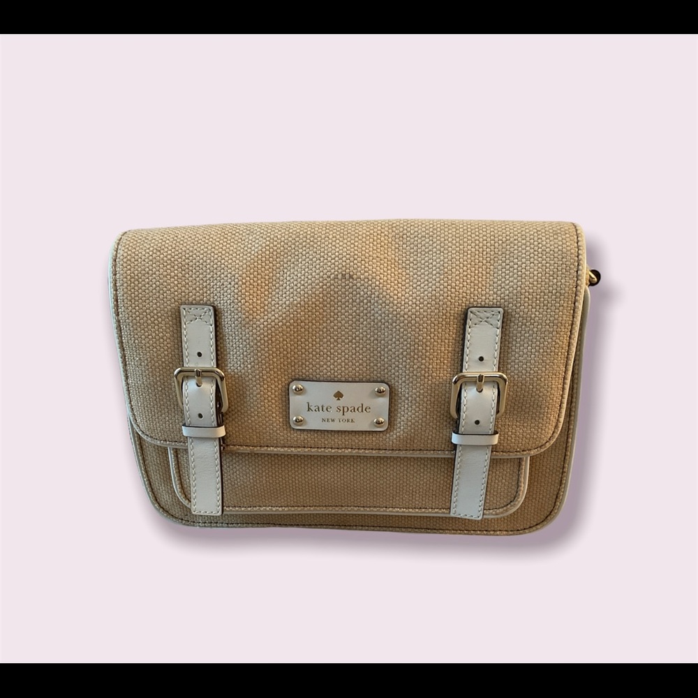 Kate Spade Essex Scout Beige Fabric Messenger Bag